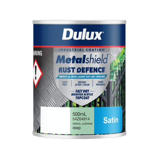 Dulux Metalshield Rust Defence Topcoat - 500ml - Deep Base Satin
