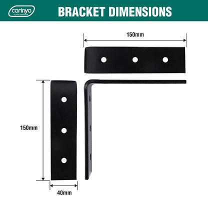 Carinya Heavy Duty Angle Bracket - 150 x 150mm - Black - 150kg