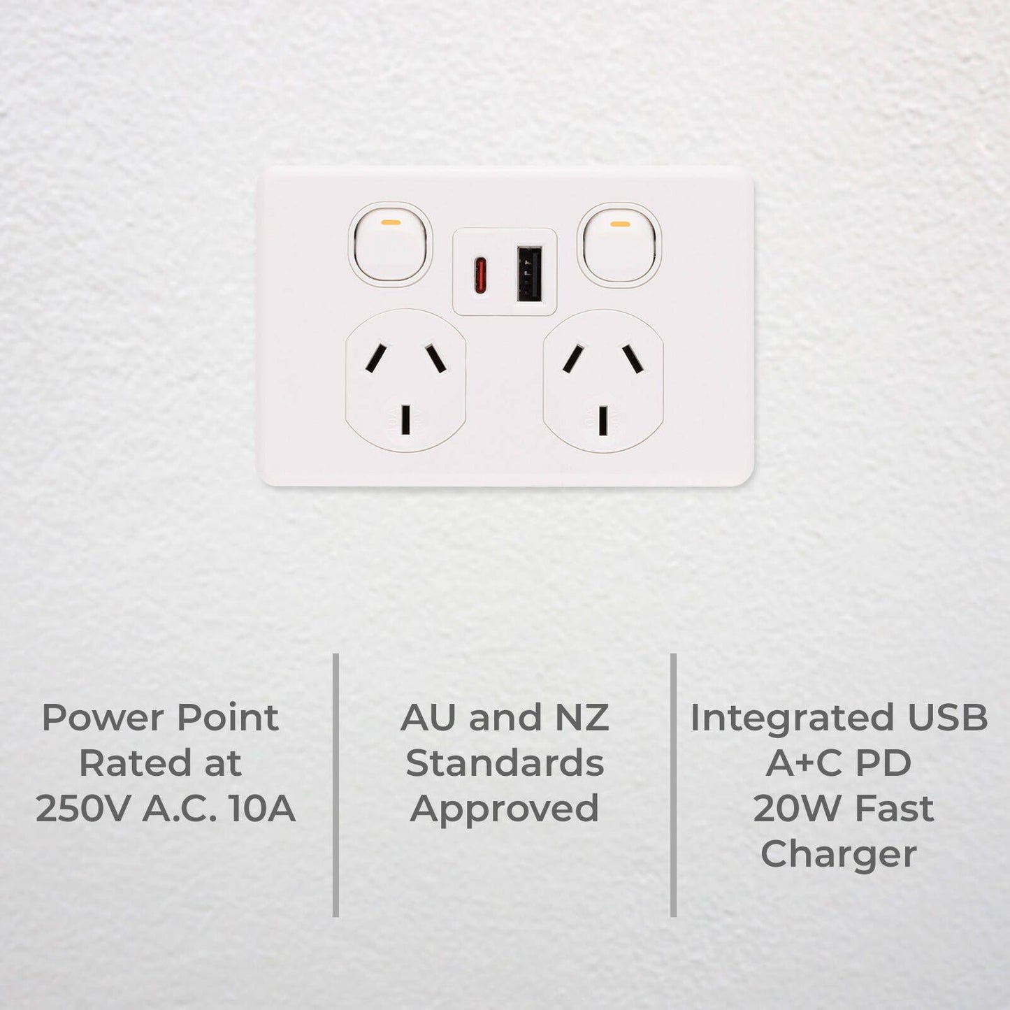 Deta x6 Double Power Point with USB A+C - White