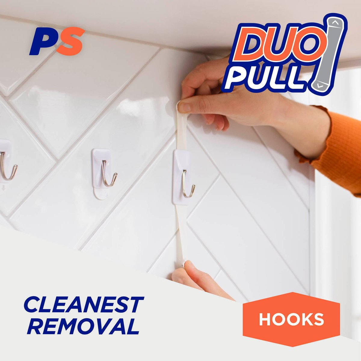 Permastik Medium Kitchen Hooks - 4 Pack - Plastic - Removable Adhesive