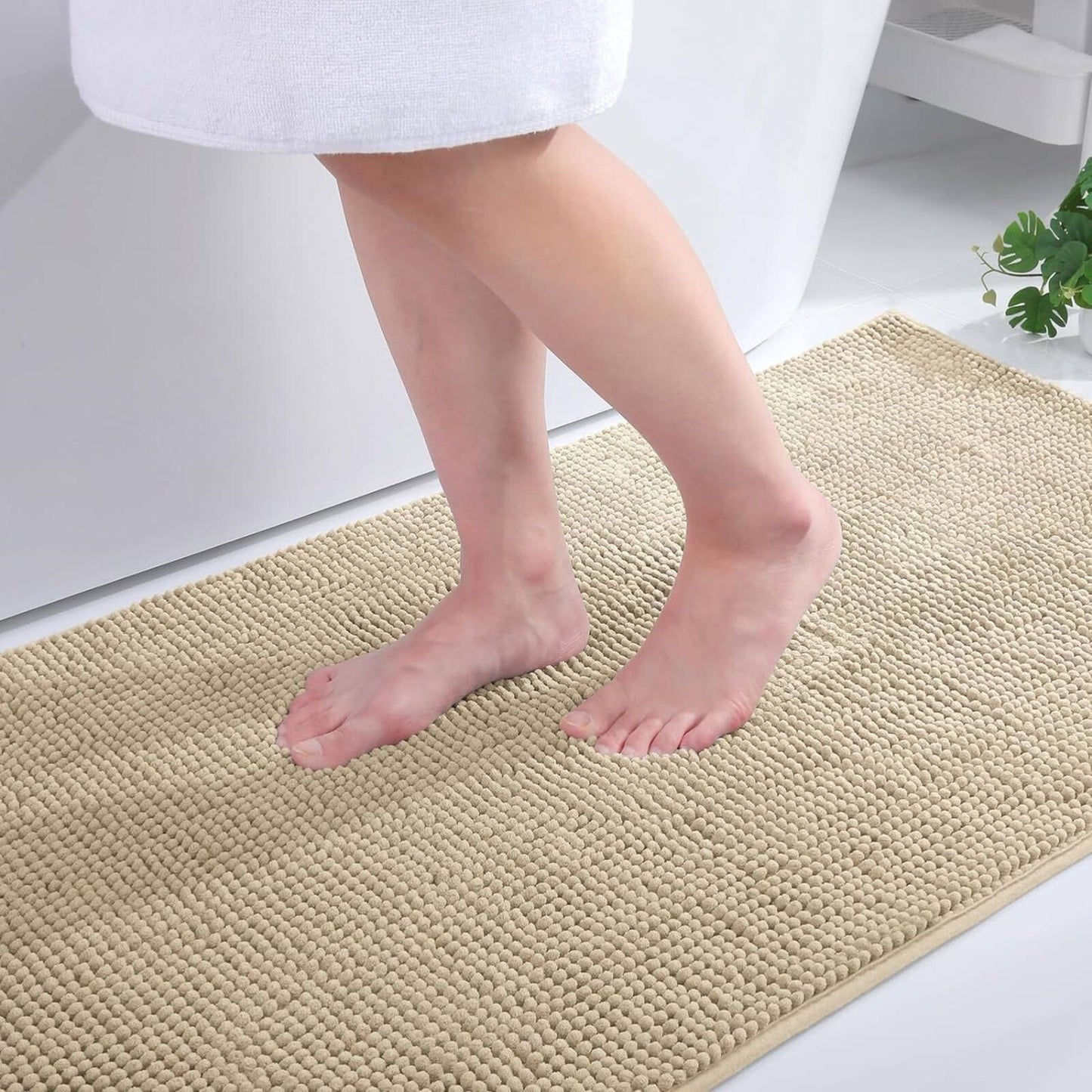 Barelli Chenille Bath Mat - 120 x 60cm - Latte