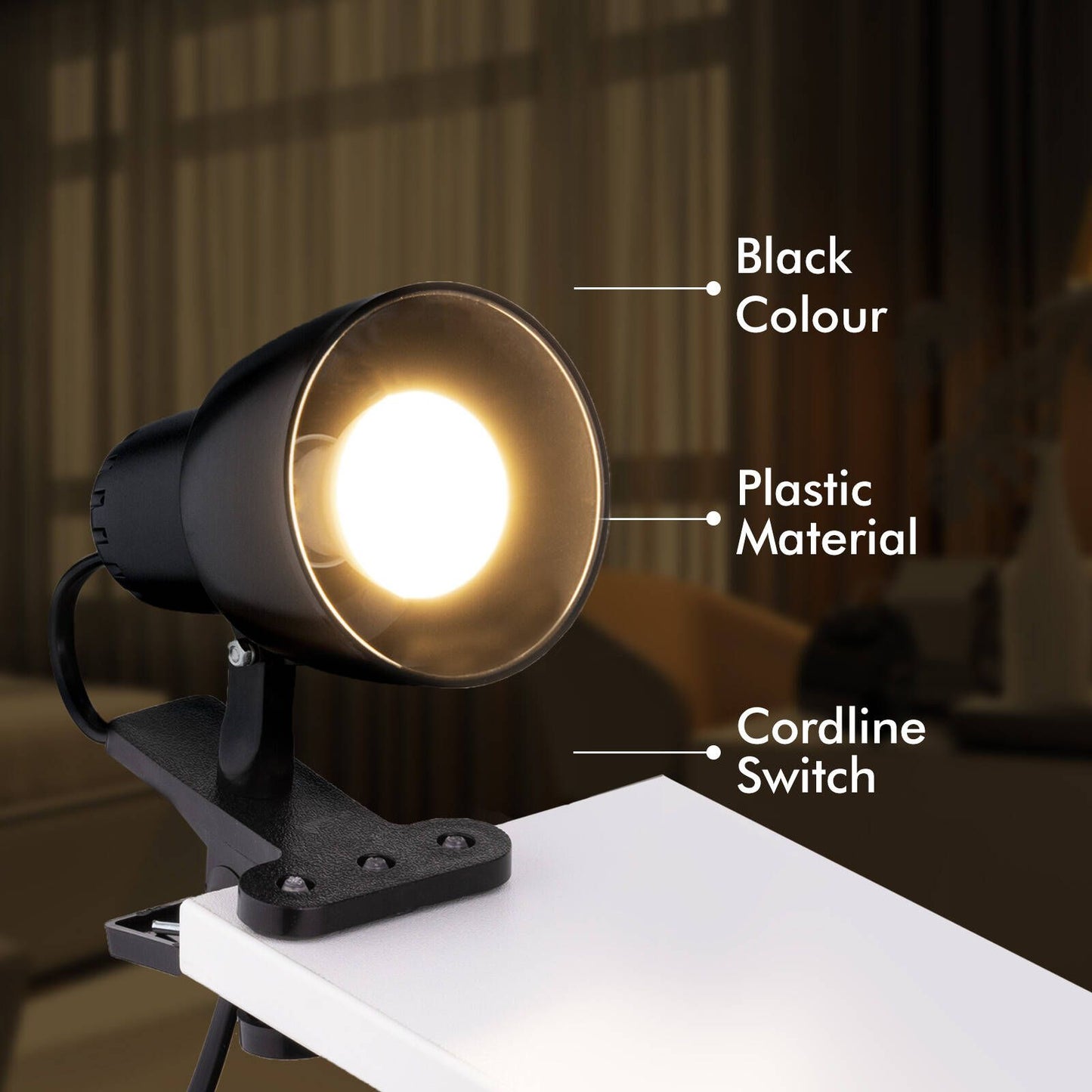 Verve Design Black Cassy Clip Lamp