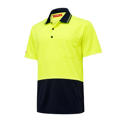 Hard Yakka Hi Vis Short Sleeve Polo - 3XL - Yellow/Navy