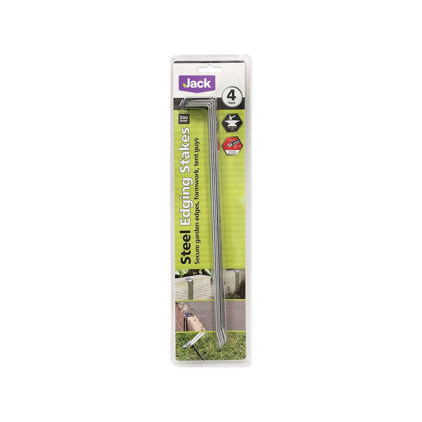 Jack Steel Edging Stake - 300mm x 25mm - 4 Pack
