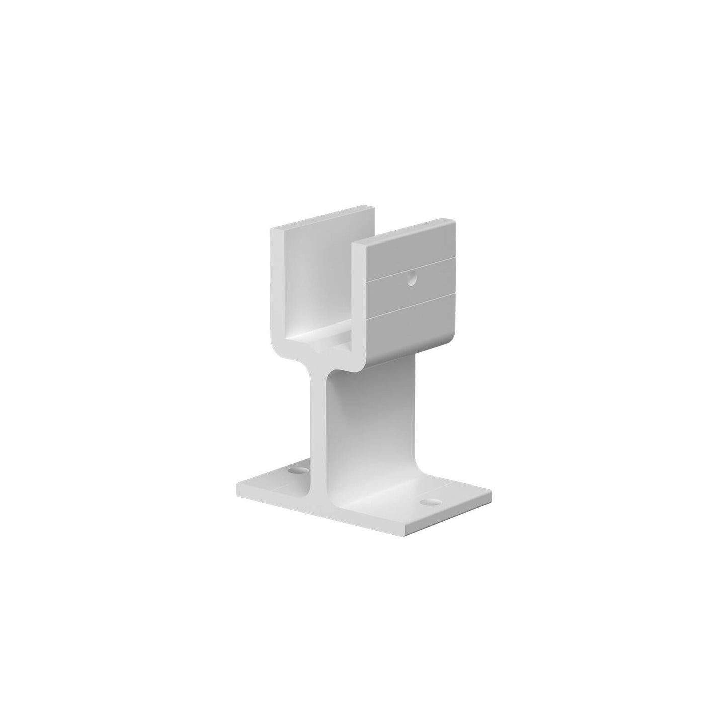 Peak White Aluminium Deck Balustrade Base Rail Support - 107 x 50 x 105mm - 2 Pack