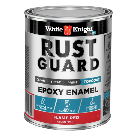 White Knight Rust Guard Flame Red Gloss Epoxy Enamel Paint - 1L
