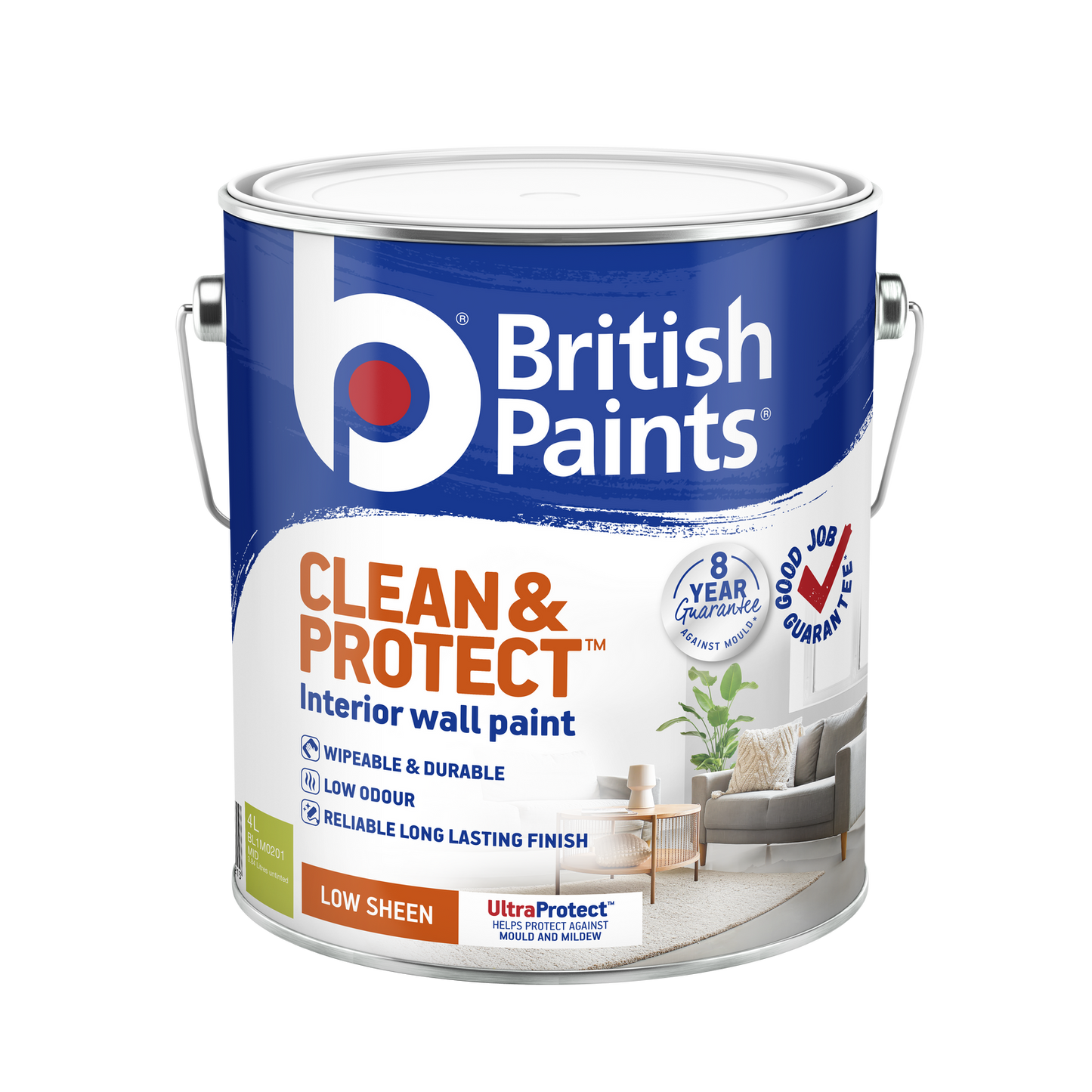 British Paints Mid Low Sheen Interior Paint - 4L