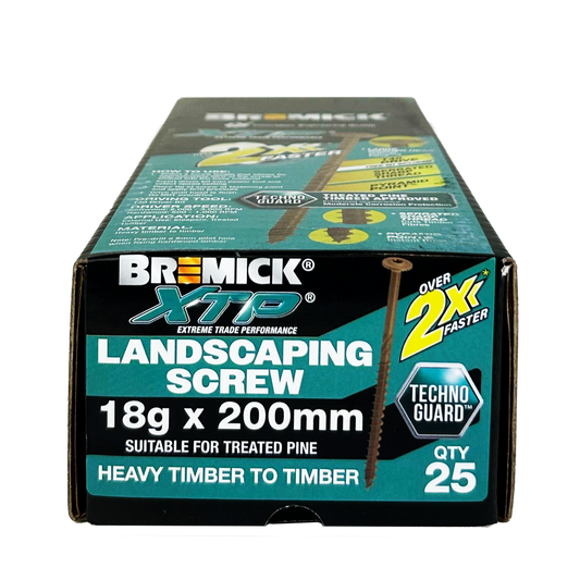 Bremick XTP Landscape Screws 18g x 200mm T40 Technoguard - 25 Pack