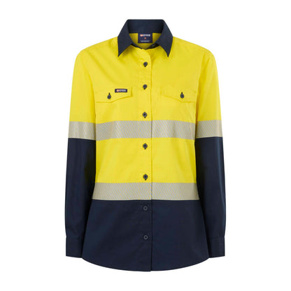 Citeco Womens Long Sleeve Shirt - Size 12 - Yellow Navy