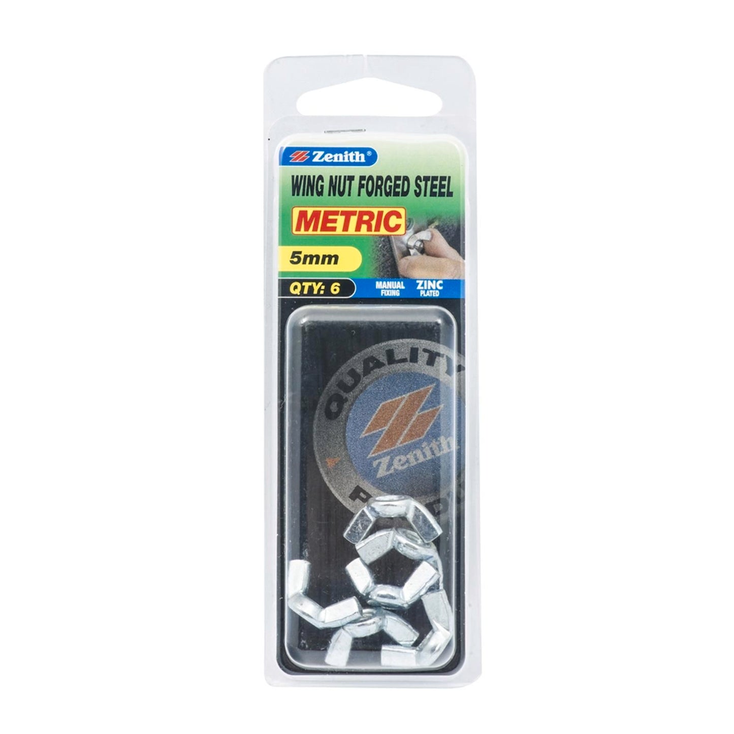 Zenith M5 Zinc Plated Forged Wing Nuts - 6 Pack