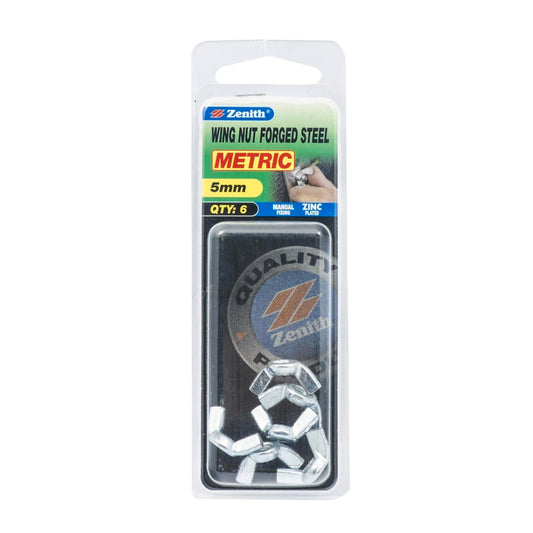 Zenith M5 Zinc Plated Forged Wing Nuts - 6 Pack