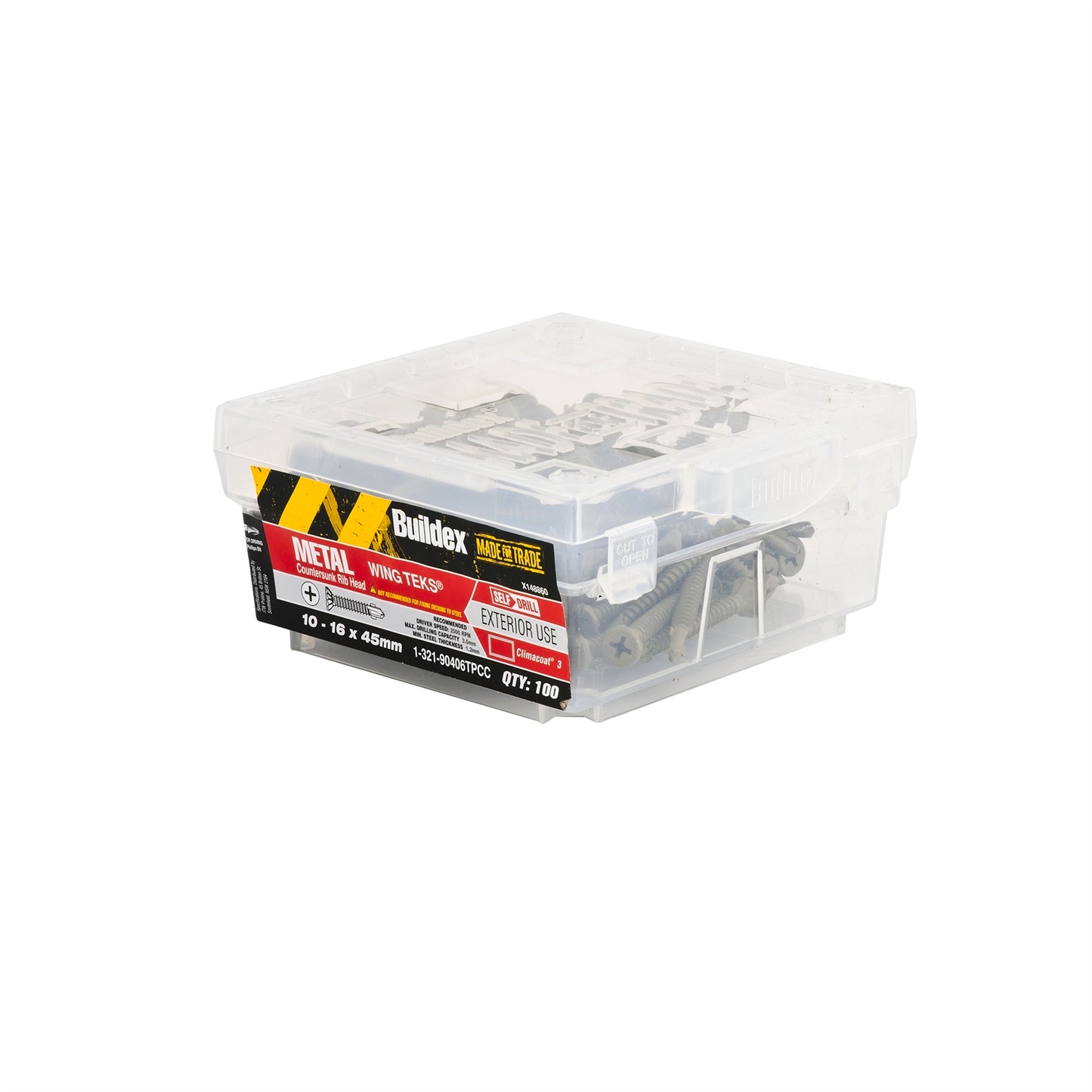 Buildex Metal Wing Tek Screws - 10 16 x 45mm - 100 Box