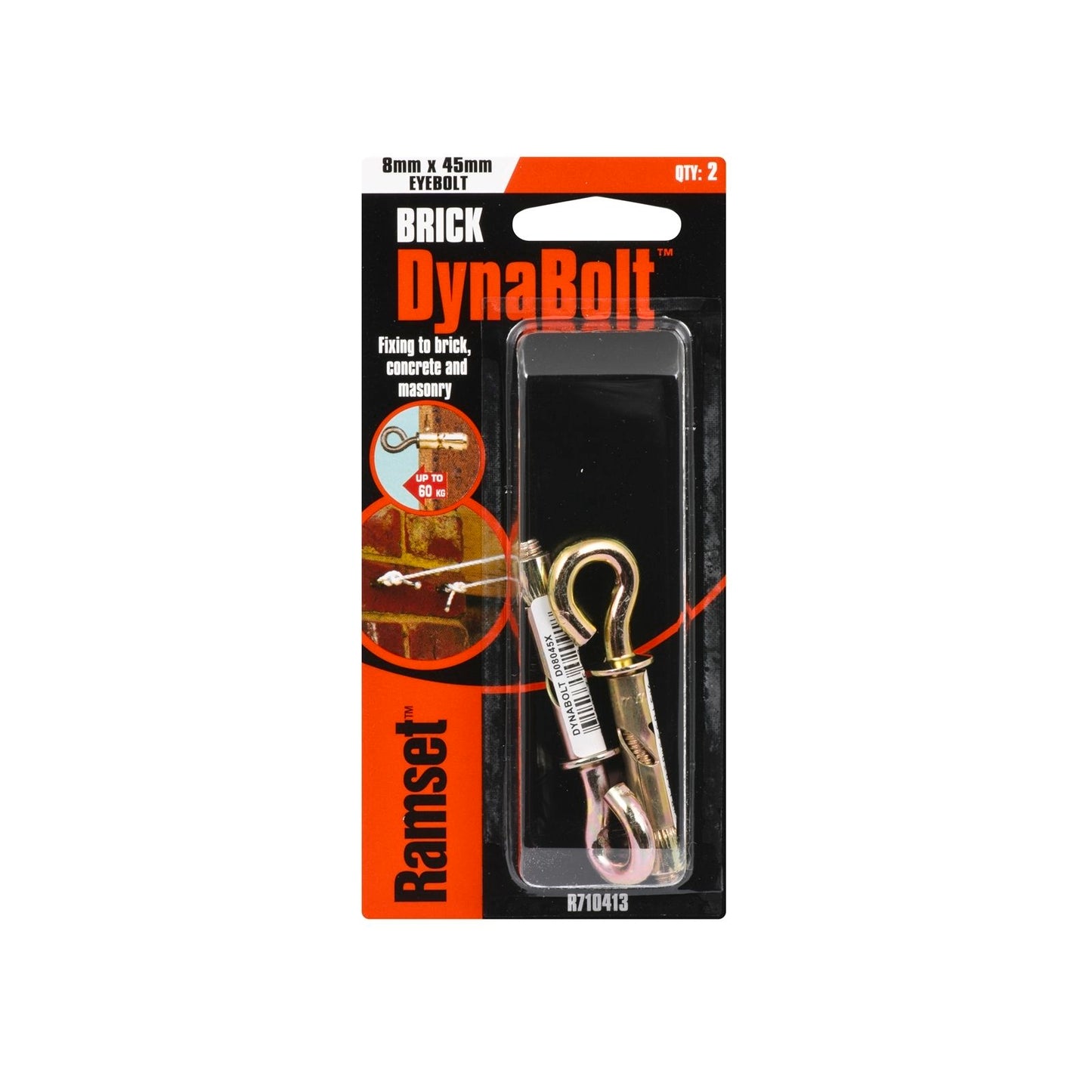 Ramset Dynabolt Plus Eye Bolt - 8 x 45mm - 2 Pack