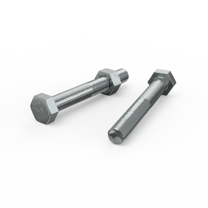 Zenith M10 x 75mm Zinc Plated Hex Head Bolts and Nuts - 2 Pack