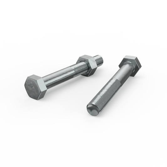 Zenith M10 x 75mm Zinc Plated Hex Head Bolts and Nuts - 2 Pack