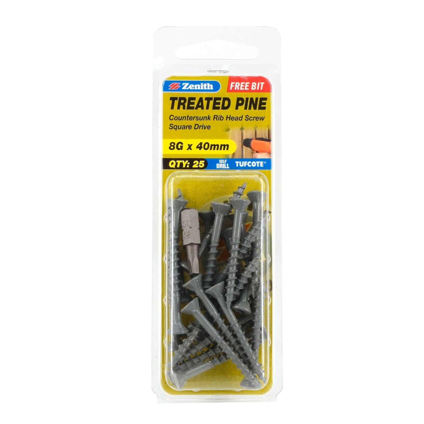 Zenith Treated Pine Screws - 8g x 40mm - 25 Pack
