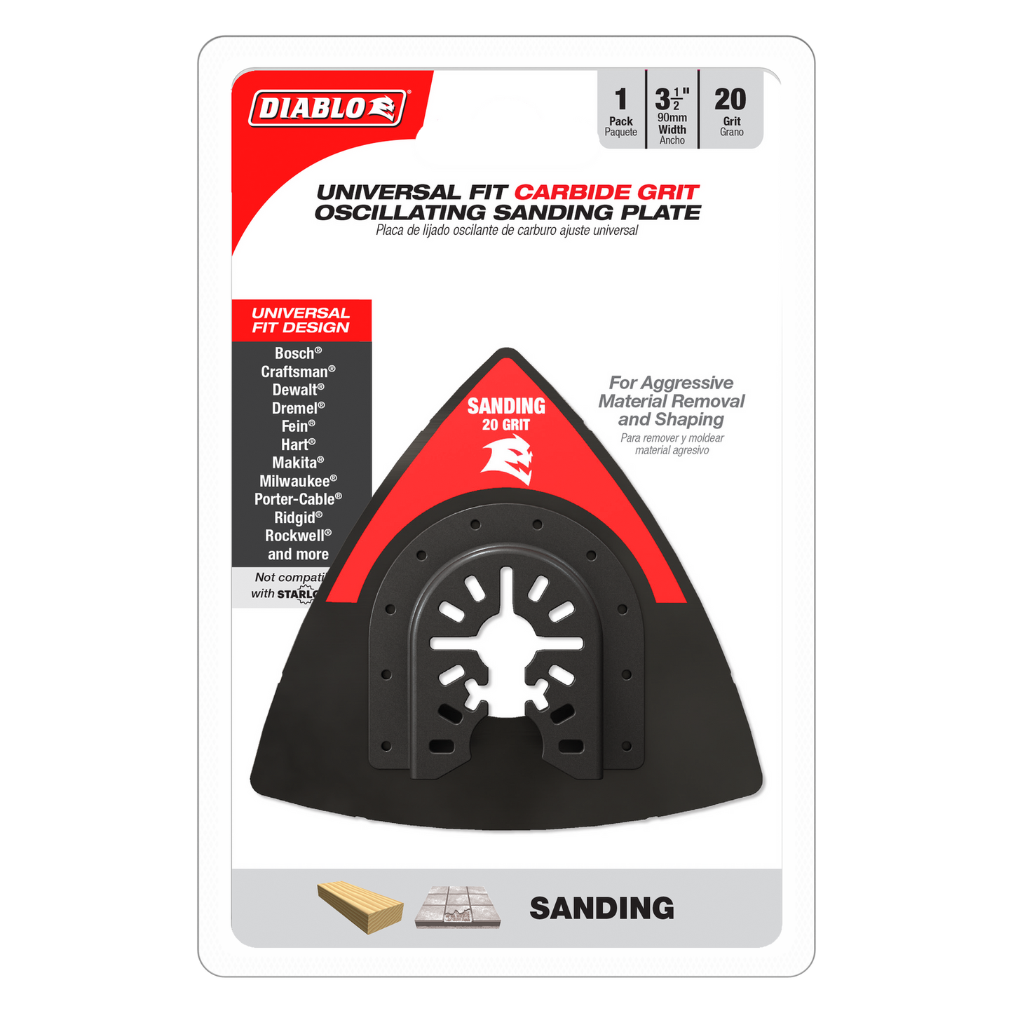 Diablo Carbide Grit Multi Tool Sanding Plate - 90mm - 20 Grit