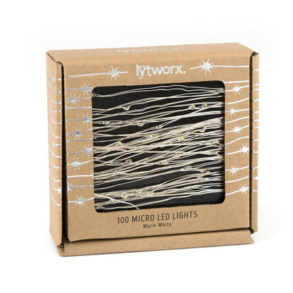 Lytworx 100 Warm White LED Lights - 9.85m Copper Wire - Flexible - Ambient