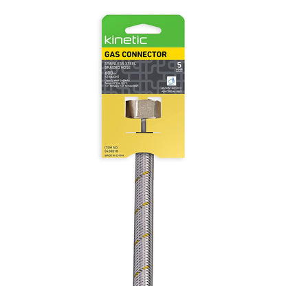 Kinetic 600mm Stainless Steel Flexible Braided Gas Connector