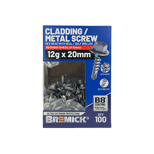 Bremick Metal Hex Screw - 12g x 20mm - 100 Pack