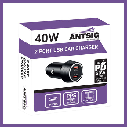 Antsig 40W 2 Port USB Car Charger