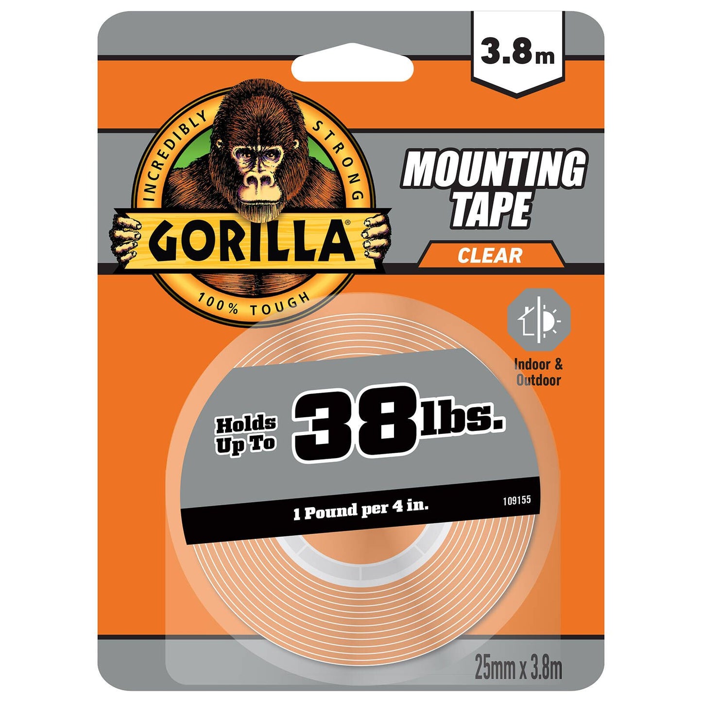 Gorilla Clear Mounting Tape - 3.8m