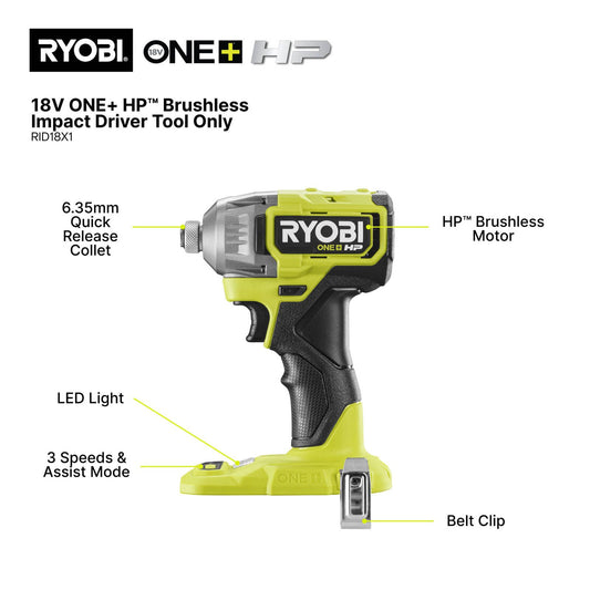 Ryobi HP Impact Driver Kit - 18V One - 3400rpm - 2 x 4Ah