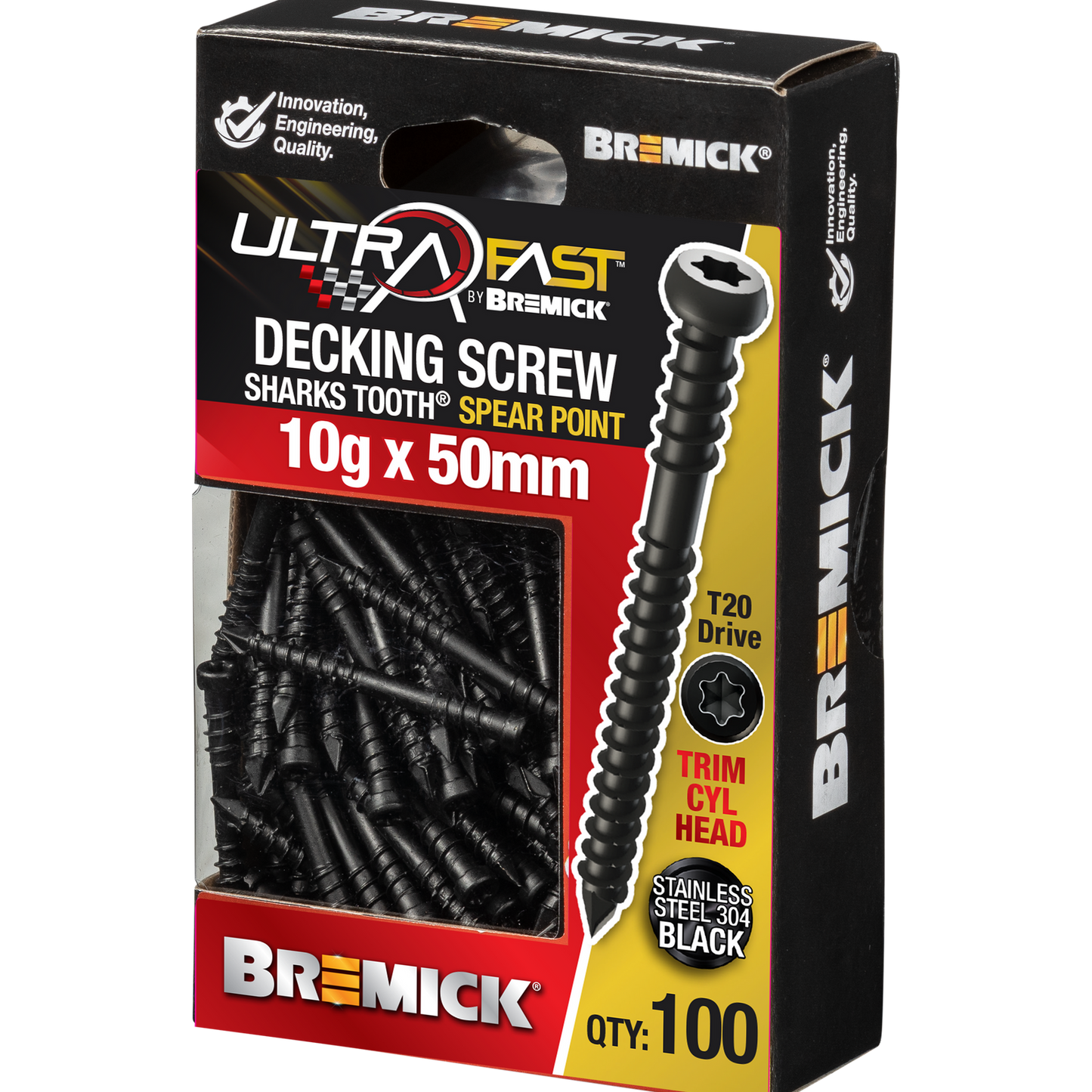 Bremick Decking Screws - 10g x 50mm - Black - 100 Pack