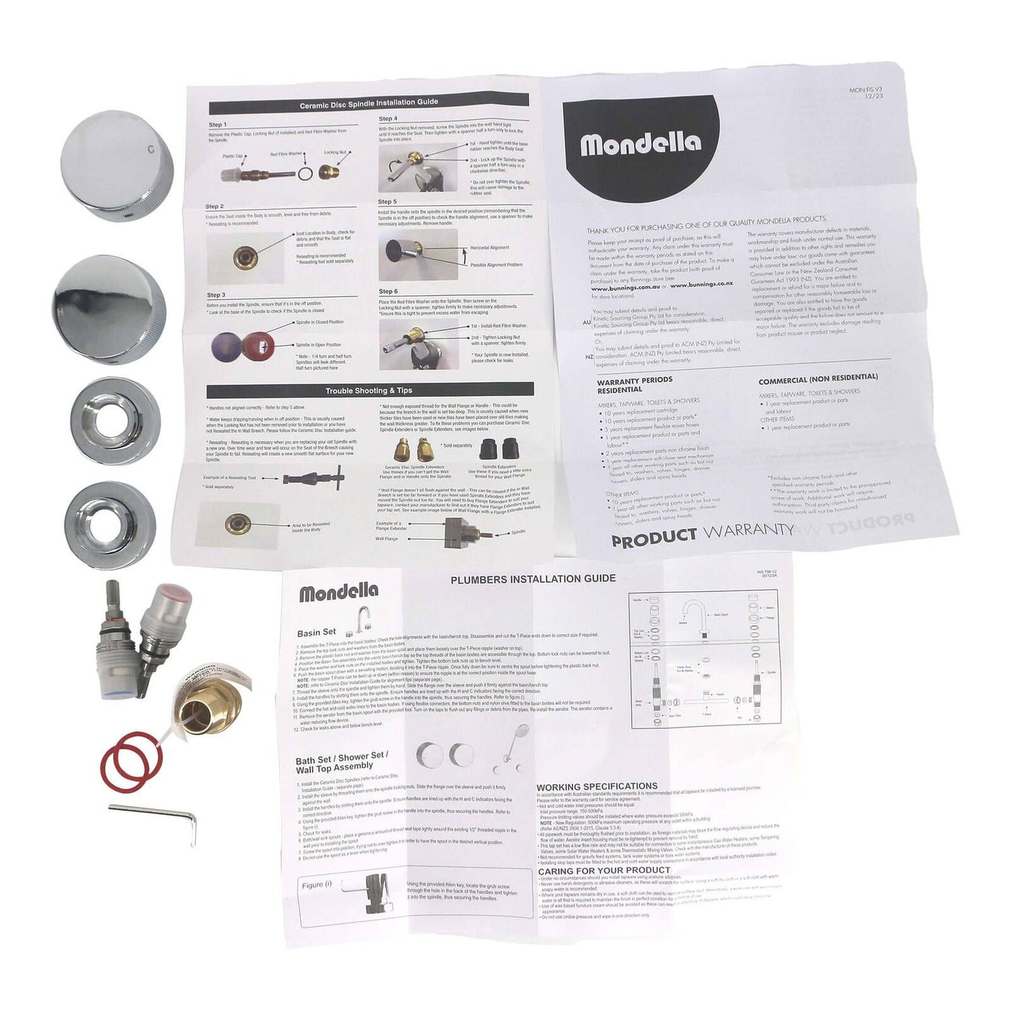 Mondella Chrome Resonance Wall Top Assembly - 1/4 Turn - 240 x 60 x 1240mm