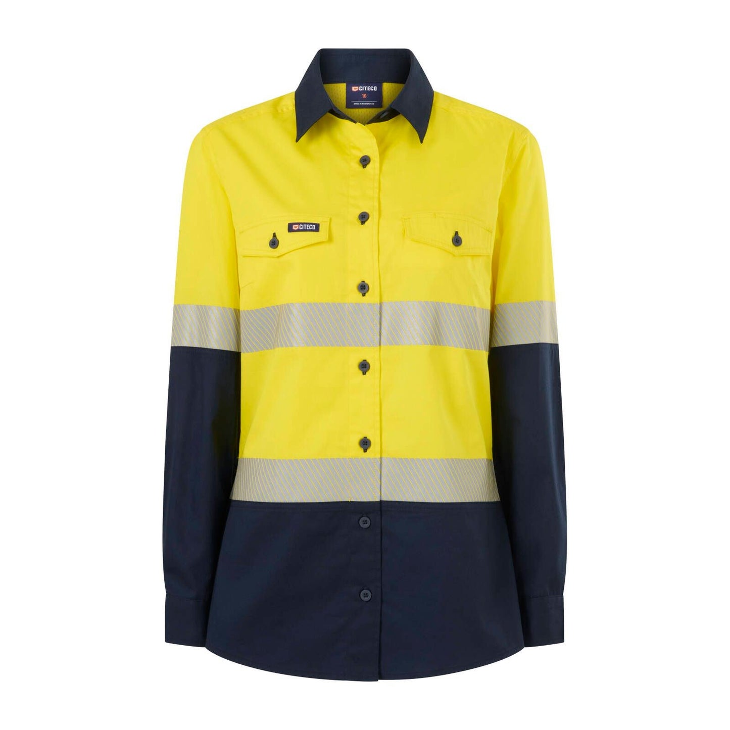 Citeco Womens Long Sleeve Shirt - Size 16 - Yellow Navy