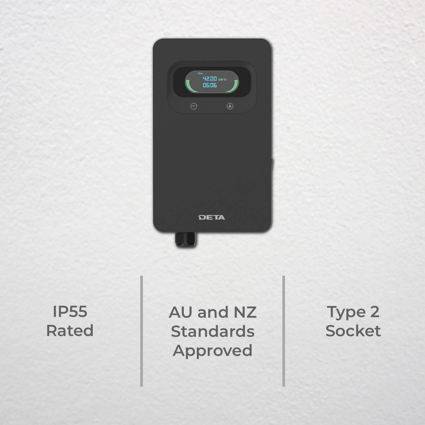 Deta EV Wall Charger - 7kW 32A - 1 Phase - Black