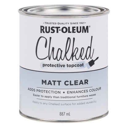 Rust Oleum Chalked Protective Topcoat - 887ml - Matt Clear