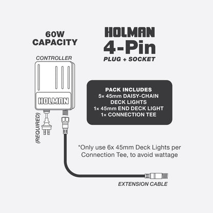 Holman 45mm RGB Colour Deck Light - 6 Pack - Stainless Steel - Waterproof