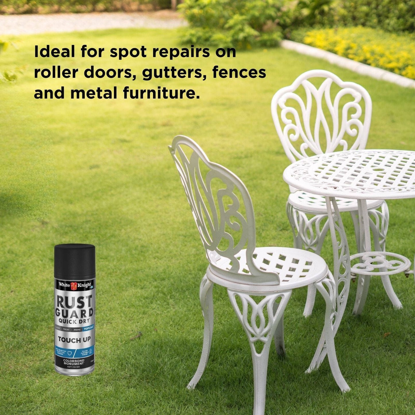 White Knight Rust Guard Touch Up Spray Paint - 300g - Monument Matt
