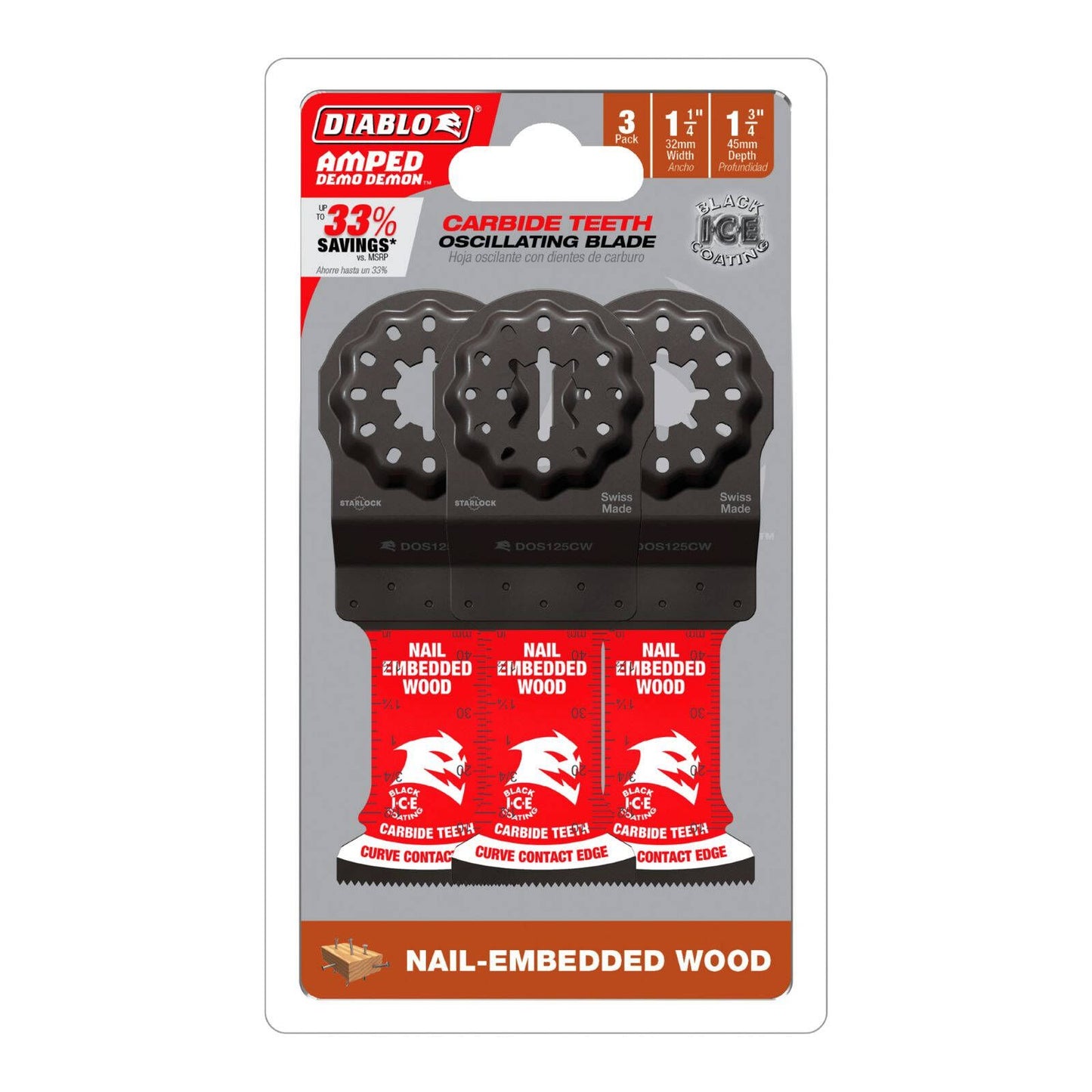 Diablo Starlock Amped Demo Demon Carbide OMT Blades - 32mm - 3 Pack