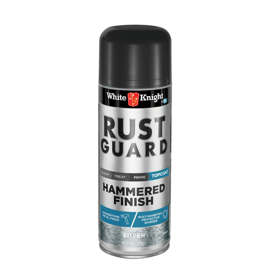 White Knight Rust Guard Hammered Finish Spray Paint - Silver Gloss Finish 350g