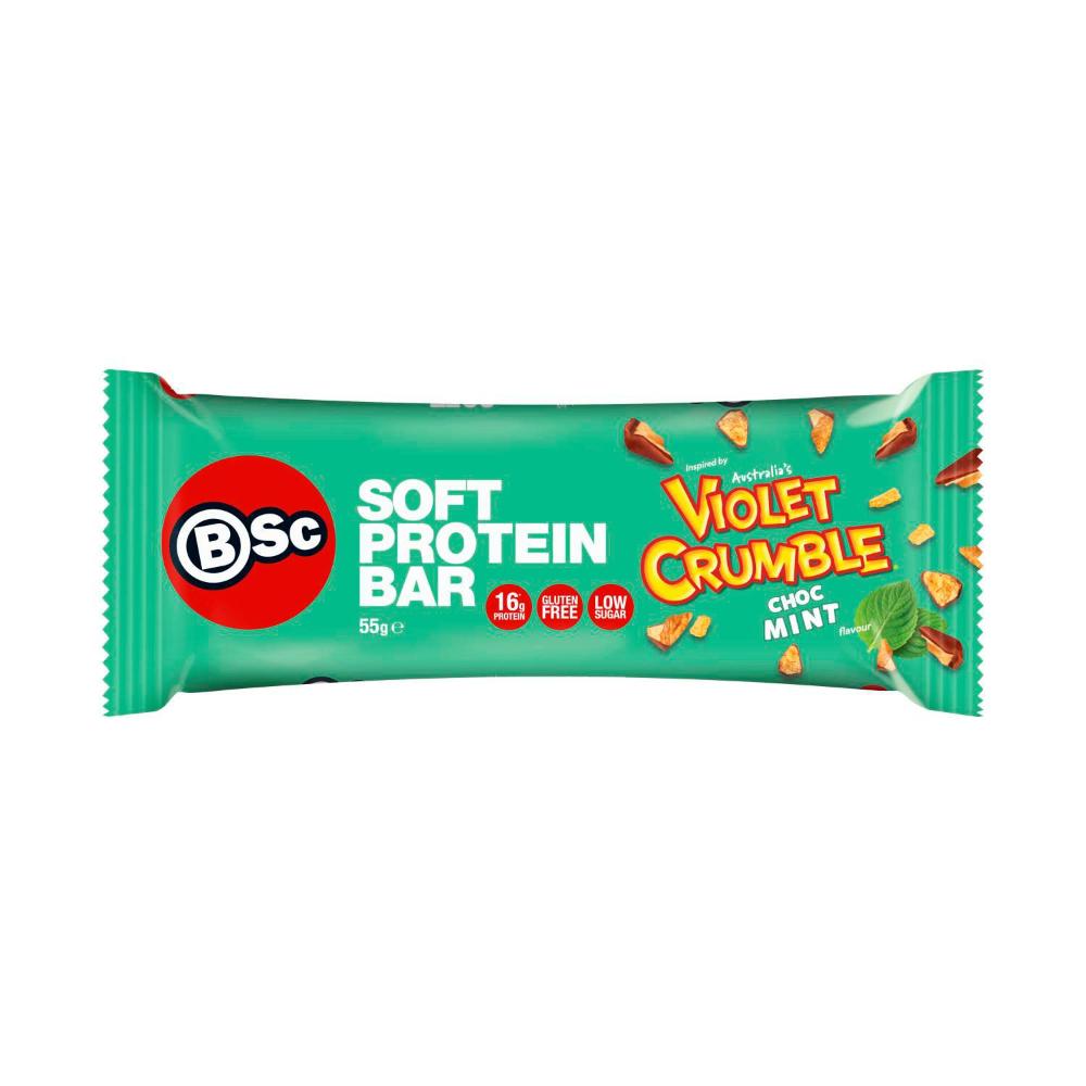 BSc X Violet Crumble Soft Protein Bar Choc Mint - 55g