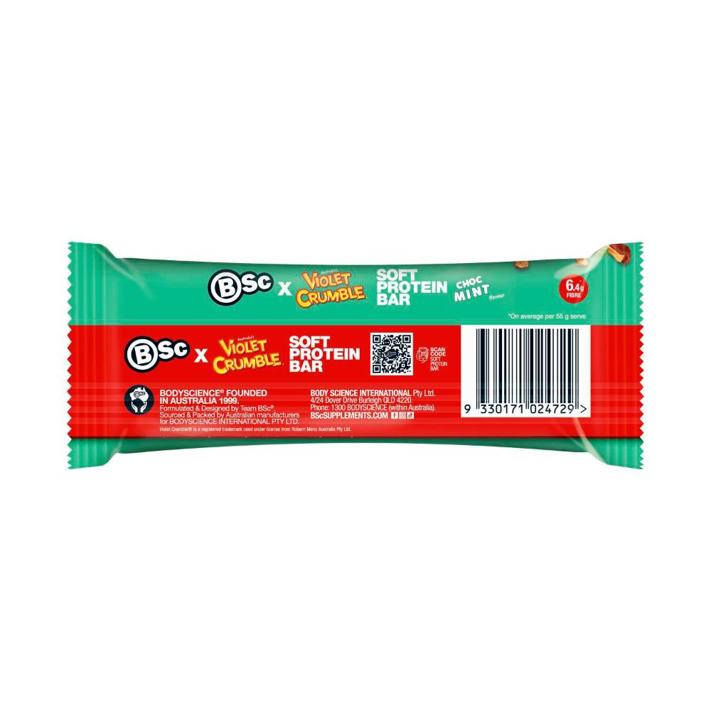 BSc X Violet Crumble Soft Protein Bar Choc Mint - 55g
