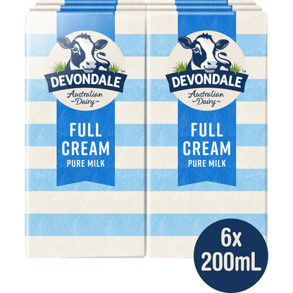 Devondale 100% Pure Full Cream Milk Long Life Uht Milk 200ml X 6 Pack