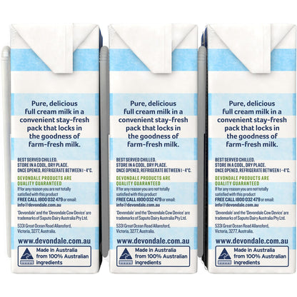 Devondale 100% Pure Full Cream Milk Long Life Uht Milk 200ml X 6 Pack