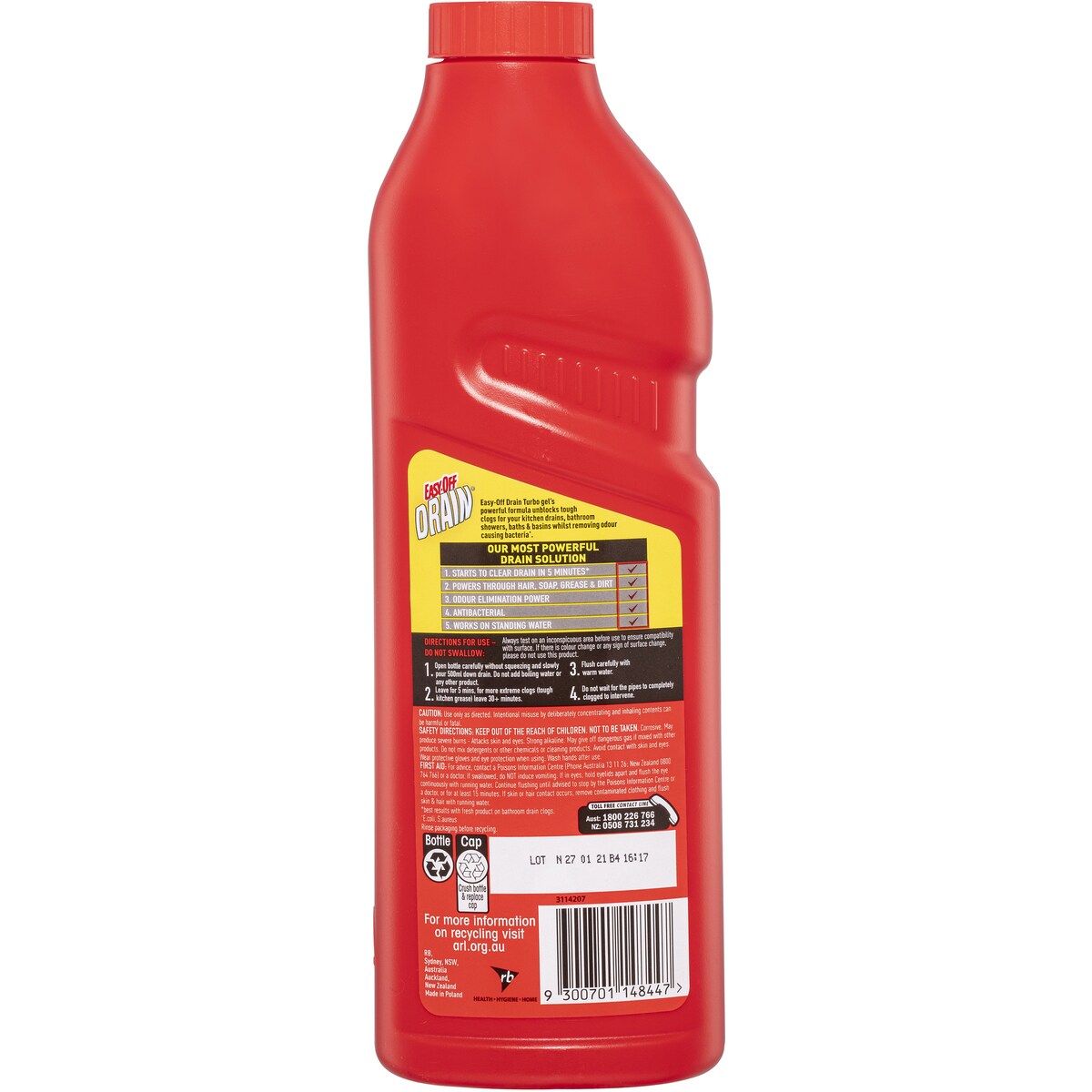 Easy Off Bam Drain Turbo Gel Cleaner 1l