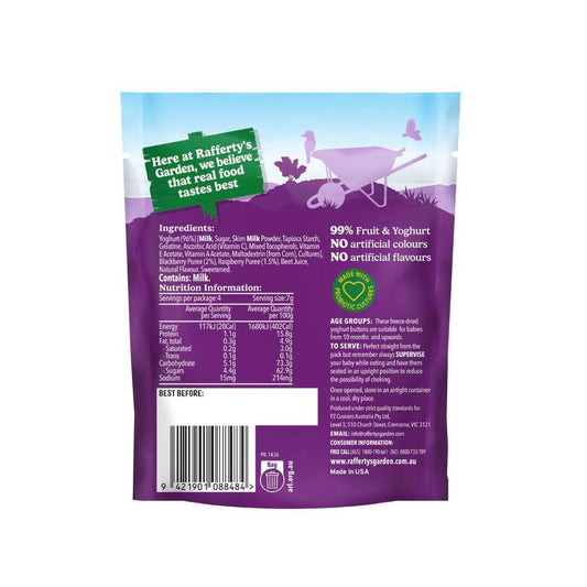 Rafferty's Garden Mixed Berry Yoghurt Buttons Baby Food Snack 10+ Months - 28g