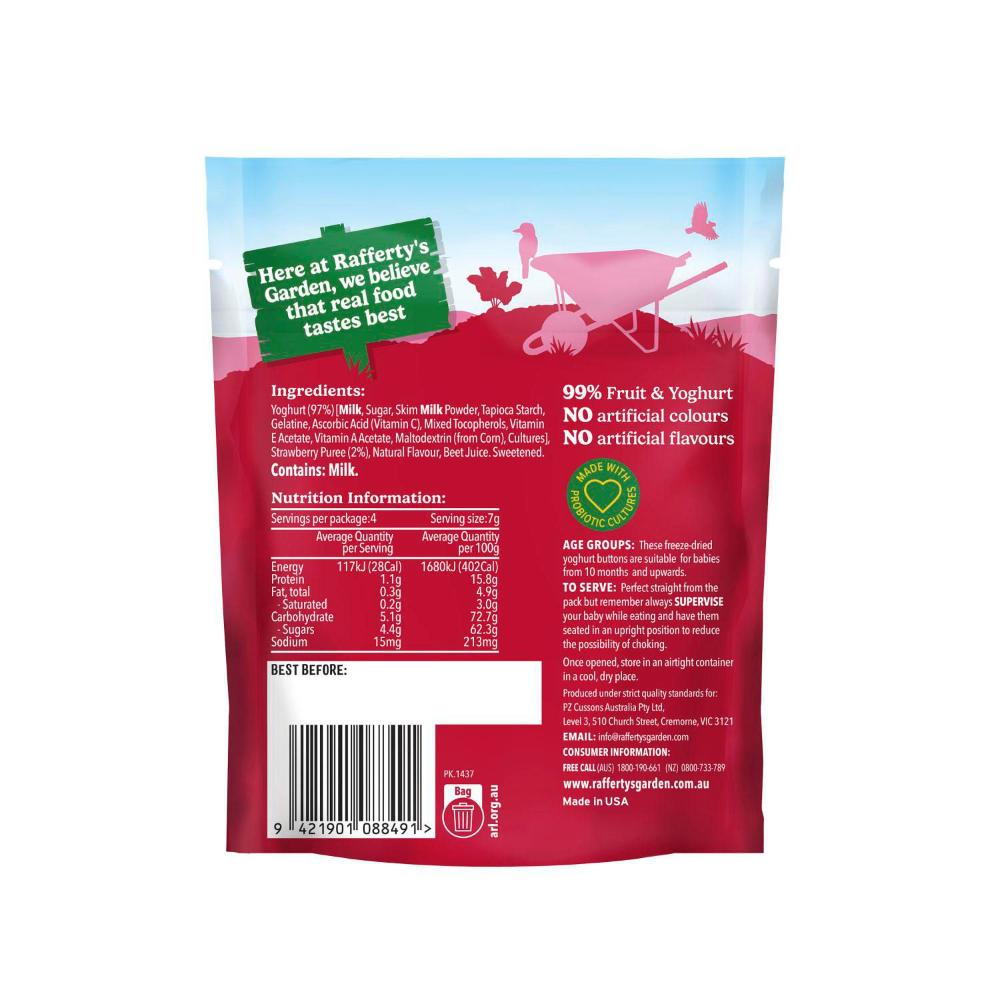 Rafferty's Garden Strawberry Yoghurt Buttons Baby Food Snacks 10+ Months - 28g