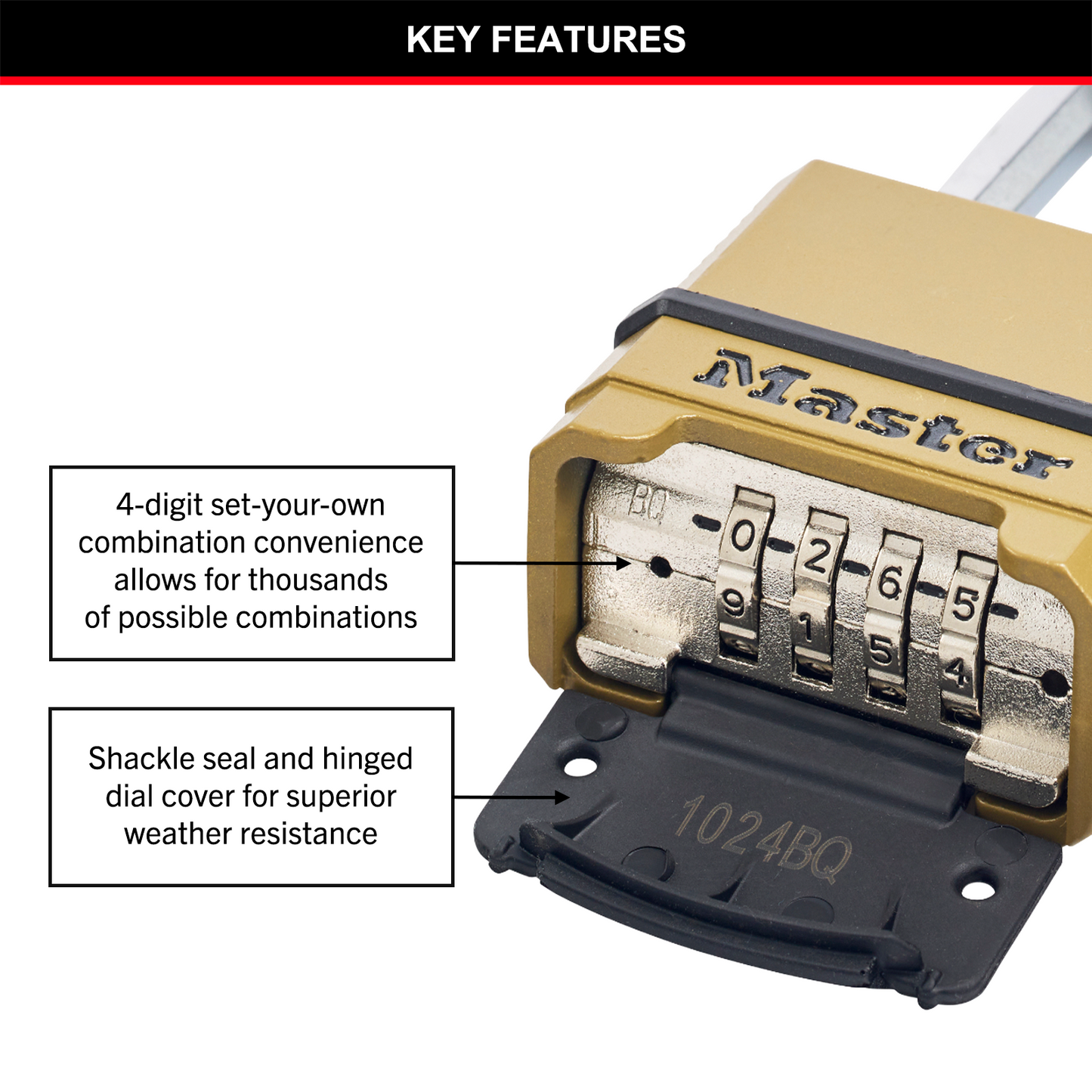 Master Lock Excell Combo Padlock - 56mm - 51mm Shackle - 4-Digit