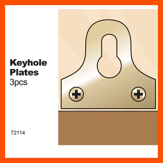 Everhang Brass Plated Keyhole Plates 3 Pack Steel Durable Easy Install