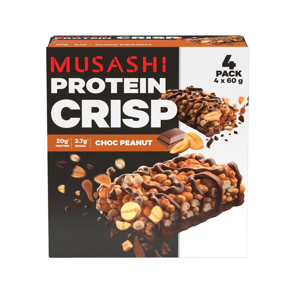 Musashi Protein Crisp Bars Choc Peanut 4 Pack - 240g