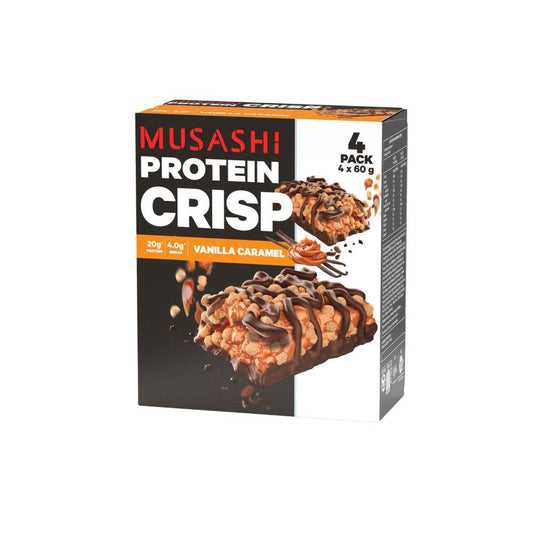 Musashi Protein Crisp Bars Vanilla Caramel 4 Pack - 240g