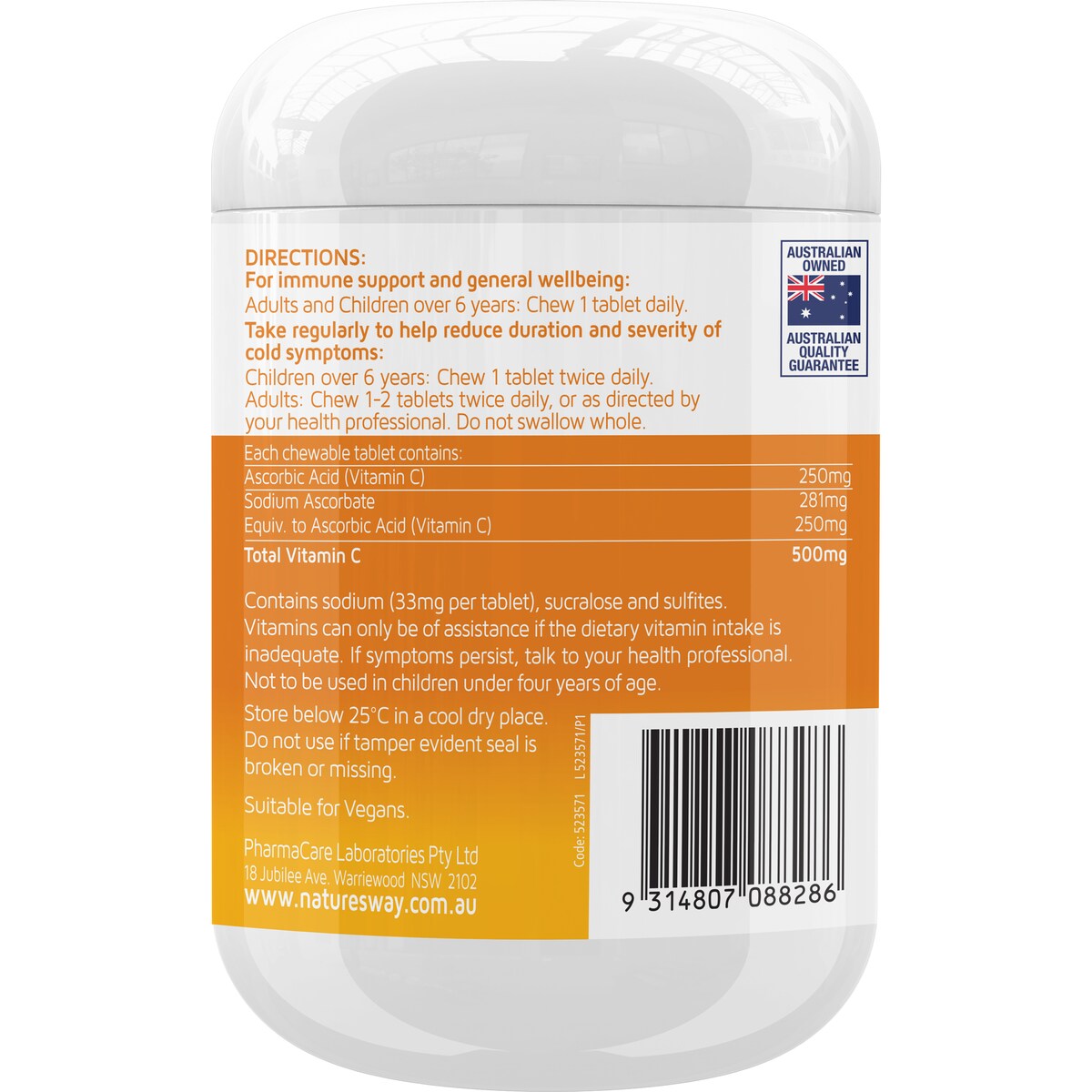 Nature's Way Vitamin C 500mg Chewable Tablets 320 pack