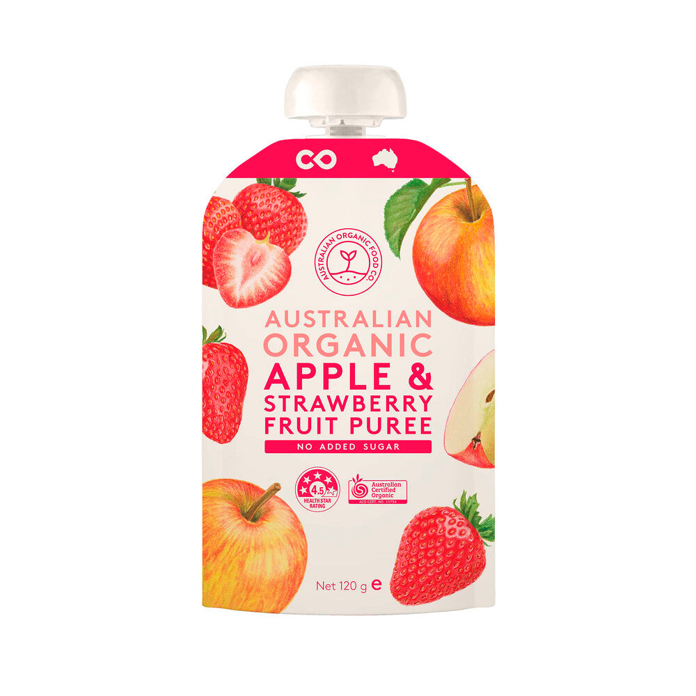 Australian Organic Fruit Puree Apple & Strawberry - 120g