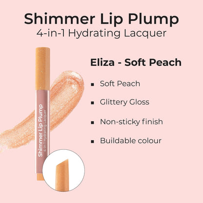 Mcobeauty Shimmer Lip Plump 4 In 1 Hydrating Lacquer Soft Peach Each